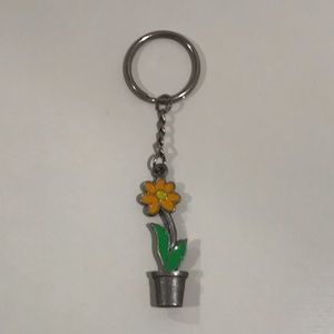 Rare & Unique Blooming Flower in Pot Keychain
